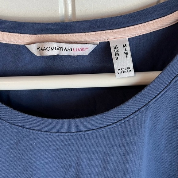 NWOT Isaac Mizrahi Live! Scoop Neck Curved Ruffle Hem Knit Top M Medium Blue - Picture 10 of 14